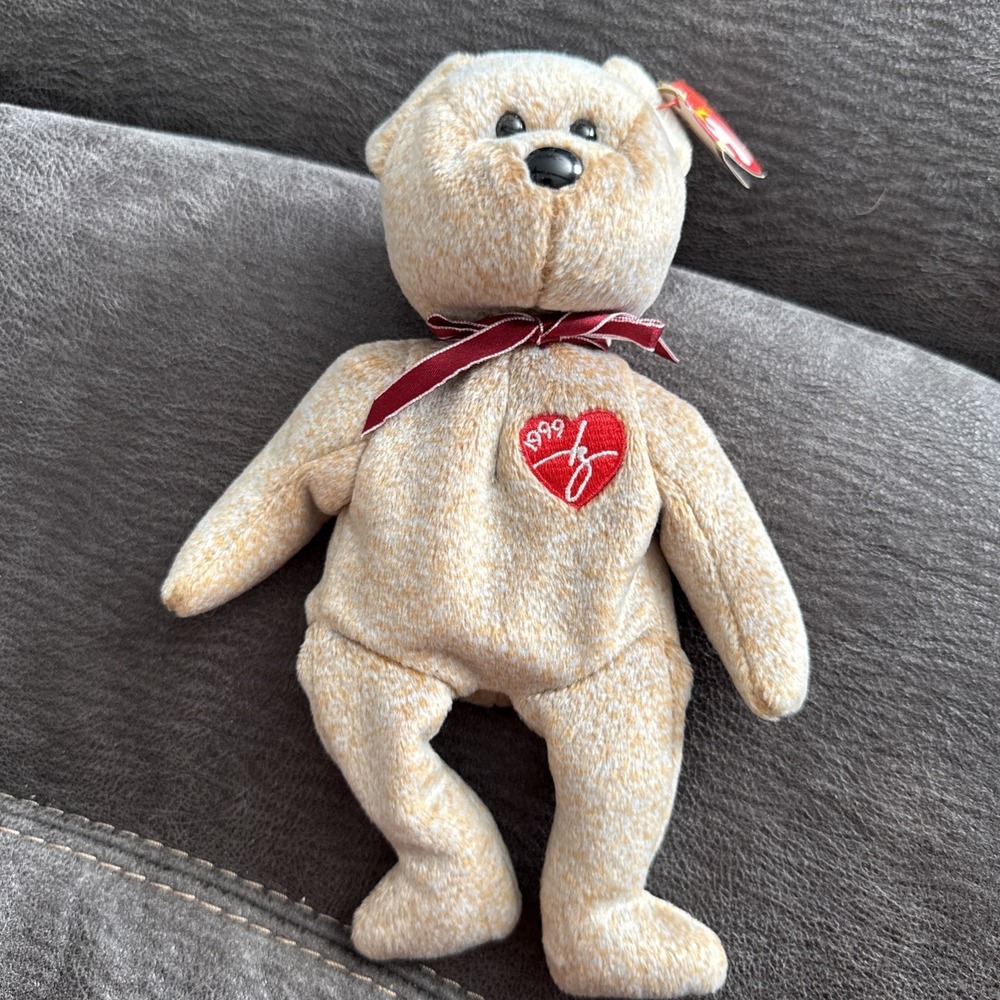 Ty Beanie Baby 1999 Signature Bear, Tan Retired Collectible Plush with Tags